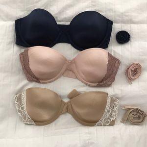Lot of 3- MAIDENFORM CONVERTIBLE BRAS- size 34B- gently worn- great condition!